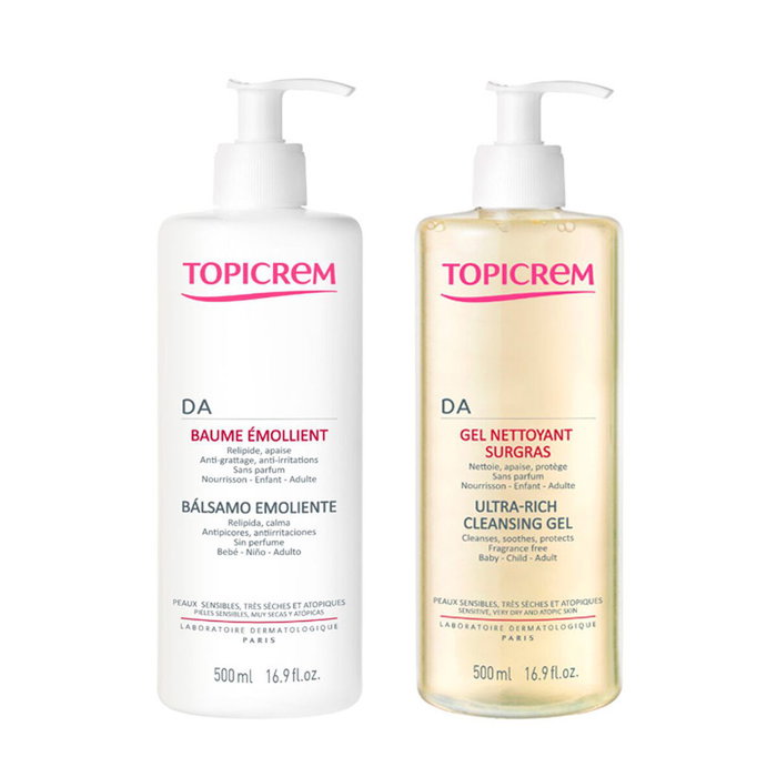 Topicrem DA Protect Coffret Baume Émollient 500 ml et Gel Nettoyant 500 ml