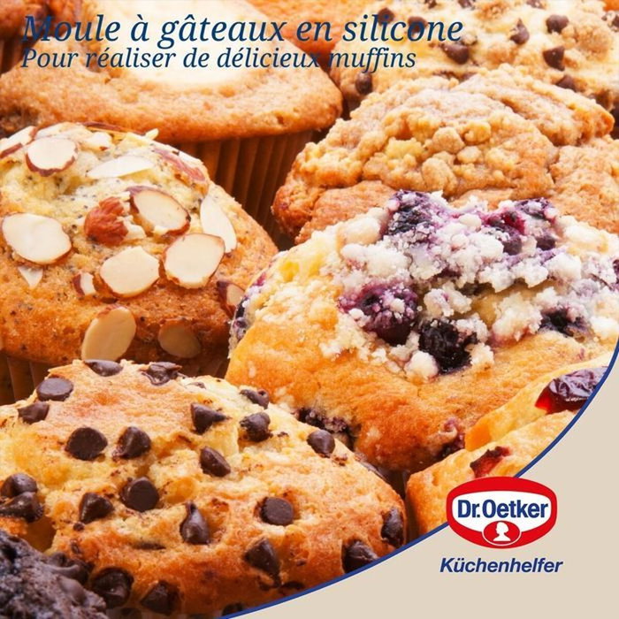 Dr Oetker Ensemble de 2 moules à muffins 6 empreintes Flexxibel Love - Rouge