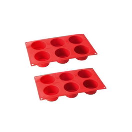 Dr Oetker Ensemble de 2 moules à muffins 6 empreintes Flexxibel Love - Rouge