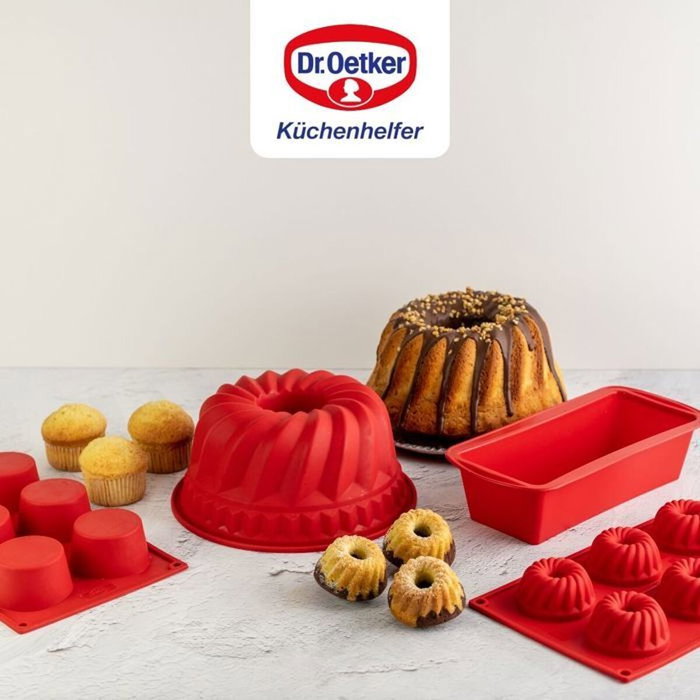 Dr Oetker Ensemble de 2 moules à muffins 6 empreintes Flexxibel Love - Rouge