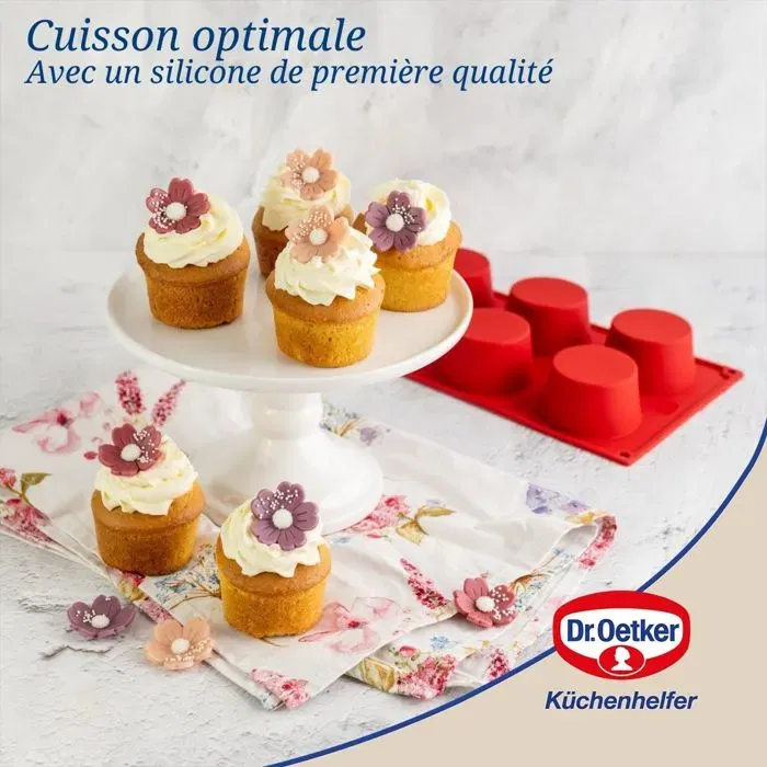 Dr Oetker - Lot de 2 moules à muffins en silicone 6 empreintes, 30 x 18 cm, antiadhésifs, pour four, micro-ondes et congélateur