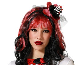 Diadème Halloween Catrina avec Main Squelette pour Femme et Adulte - Thème Gothique et Romantique