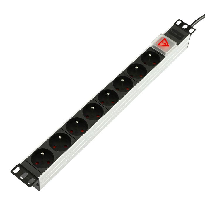 Lanview Logon TUPS031 - Bande d'alimentation 19" montage rack 1U, 8 prises Schuko françaises, interrupteur, 2m, 16A
