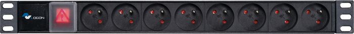 Lanview Logon TUPS031 - Bande d'alimentation 19" montage rack 1U, 8 prises Schuko françaises, interrupteur, 2m, 16A