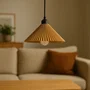 Lampe Suspendue Colt Beige/Fleuron Noir/Câble Noir
