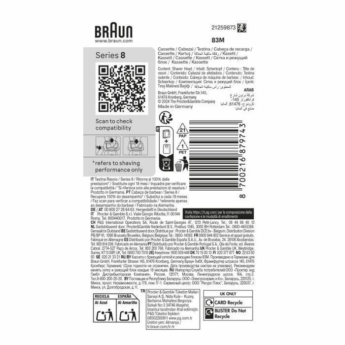 Braun Tête de rasoir Series 8 Kombipack 83M - Gris
