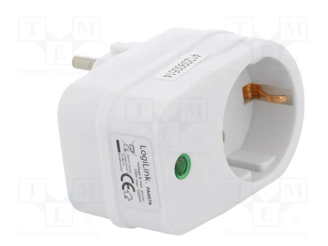 LOGILINK Bloc d'alimentation 1 prise Schuko 230V AC 16A blanc