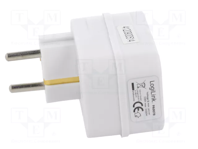 LOGILINK Bloc d'alimentation 1 prise Schuko 230V AC 16A blanc