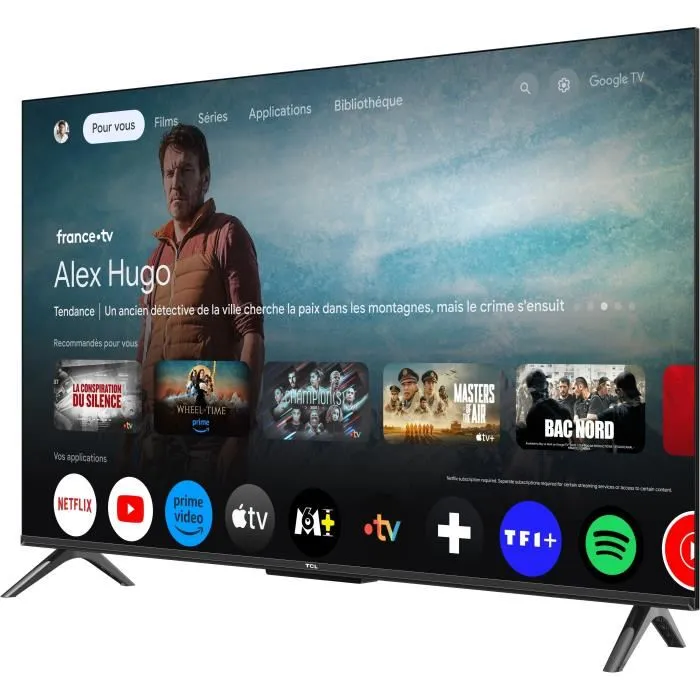 TCL 43T69C - Téléviseur QLED 43" (109 cm) 4K Ultra HD 3840x2160 HDR10+ Android TV, WiFi, 3x HDMI 2.1
