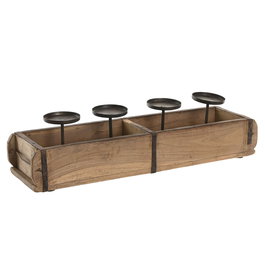 Bougeoir Home ESPRIT Naturel Fer Teck 60 x 15 x 14 cm