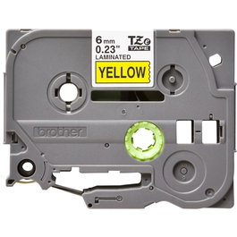 Brother TZe-611 - Carte Laminée 6mm, Texte Noir sur Fond Jaune, 8 Mètres - Pour Rotuladoras Brother TZe