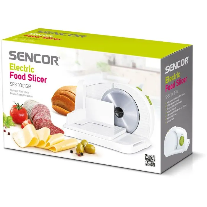 Sencor Trancheuse électrique SFS 1001GR - Blanc / Vert Sencor Trancheuse électrique SFS 1001GR - Blanc / Vert