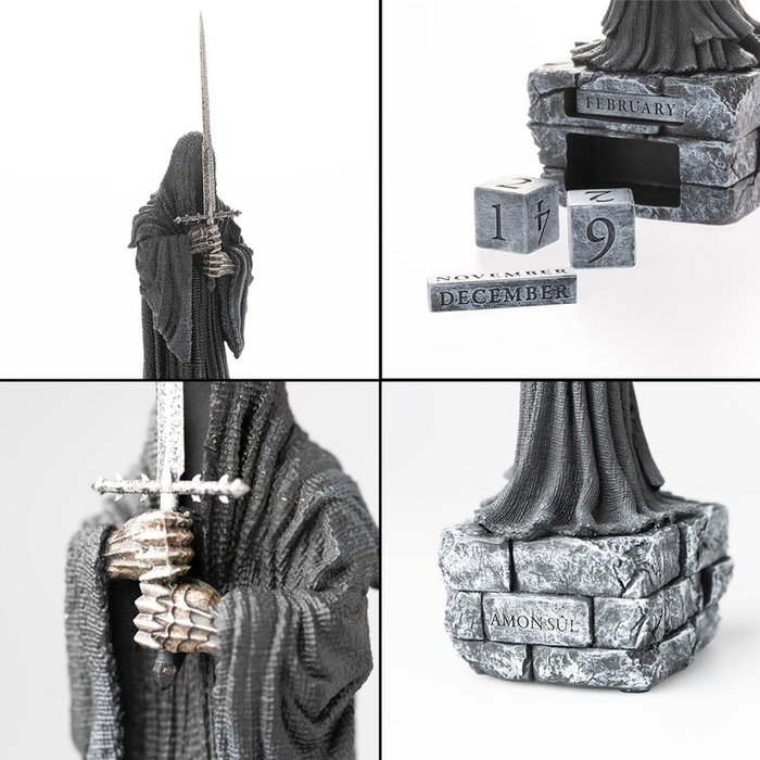 ERIK - Calendrier Perpétuel 3D Nazgûl Le Seigneur des Anneaux - Calendrier de Collection en Résine Peint à Main - 8.6x23x8.5cm