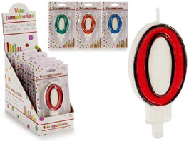 Arte Regal Bougie Anniversaire Chiffre 0 Assorti Couleurs 2x14x8 cm (Set de 72)