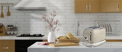 Ariete 155/13 - Tostador vintage beige 2 ranuras - 6 niveaux de tueste avec fonctions Décongélation et Réchauffage - Bandeja recogemigas amovible