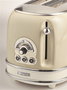 Ariete 155/13 - Tostador vintage beige 2 ranuras - 6 niveaux de tueste avec fonctions Décongélation et Réchauffage - Bandeja recogemigas amovible