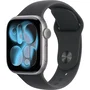 Apple Watch Series 11 GPS + Cellular 42 mm avec boîtier en aluminium Space Grey et bracelet sport noir (M/L)