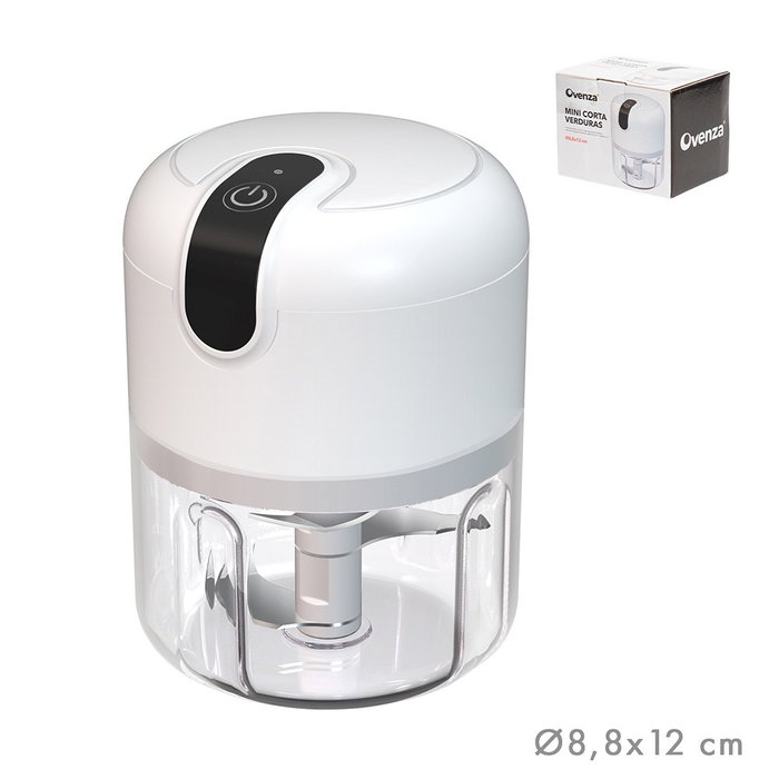 Ovenza Mini coupe-légumes rechargeable blanc, ø8,8 x 12 cm Ovenza Mini coupe-légumes rechargeable blanc, ø8,8 x 12 cm