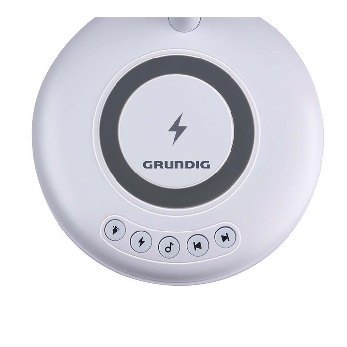 Lampe LED avec haut-parleur et chargeur sans fil Grundig Blanc 15 W 76 Lm Ø 12 x 34 cm Plastique 3-en-1 Lampe LED avec haut-parleur et chargeur sans fil Grundig Blanc 15 W 76 Lm Ø 12 x 34 cm Plastique 3-en-1