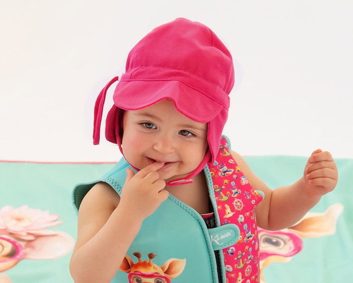 KioKids Bonnet de protection solaire UPF 50+ Fuchsia - 24 mois