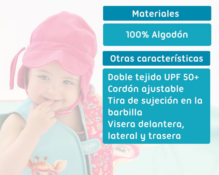 KioKids Bonnet de protection solaire UPF 50+ Fuchsia - 24 mois