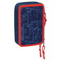 SAFTA Plumier triple compartiment Spiderman Marvel avec 37 pièces : gomme, crayons, stylos, feutres, règle et compas pour enfants
