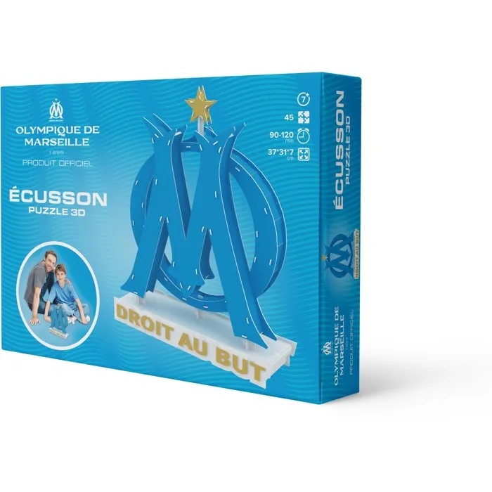 Megableu Puzzle 3D - Écusson Olympique de Marseille - 40 pièces - Dès 7 ans - Version française