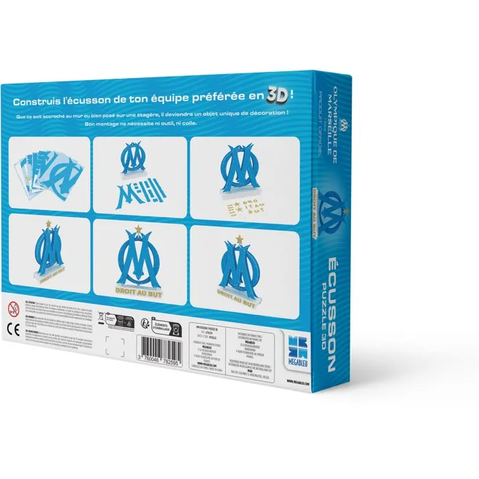 Megableu Puzzle 3D - Écusson Olympique de Marseille - 40 pièces - Dès 7 ans - Version française