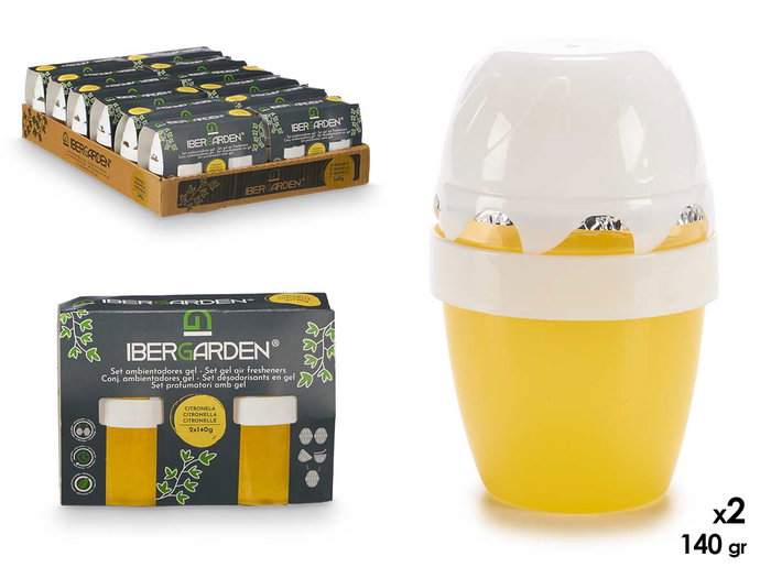 Ibergarden Lot de 2 Désodorisants Gel 140 g Citronnelle 14x9,5x7 cm (Set de 24) Ibergarden Lot de 2 Désodorisants Gel 140 g Citronnelle 14x9,5x7 cm (Set de 24)