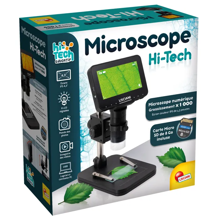 Liscianigiochi Microscope numérique I'M A GENIUS jusqu'à 1000x avec écran IPS 4,3