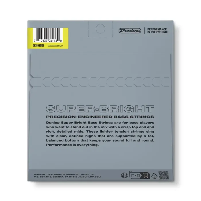 DunlopST Jeu de cordes pour basse Nickel Super Bright Medium 6 cordes 30-130