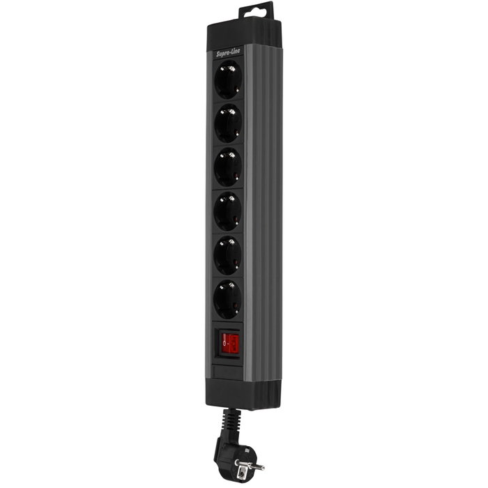Rev Multiprise Supraline 6 prises avec interrupteur Anthracite 2,4 m Rev Multiprise Supraline 6 prises avec interrupteur Anthracite 2,4 m