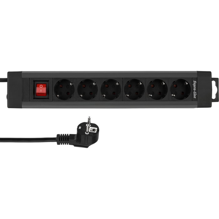 Rev Multiprise Supraline 6 prises avec interrupteur Anthracite 2,4 m Rev Multiprise Supraline 6 prises avec interrupteur Anthracite 2,4 m
