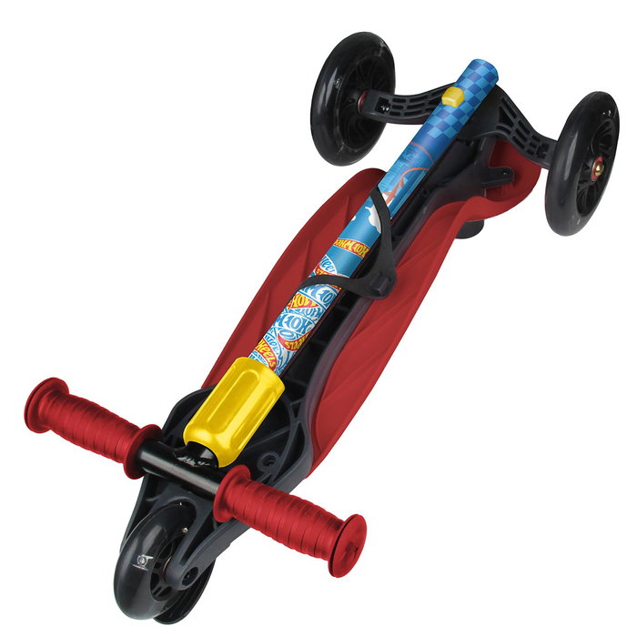 DEQUBE Patinette 3 Roues avec Lumières LED - Sous Licence Hot Wheels - Hauteur Réglable - Pour Enfants de 2 à 6 Ans