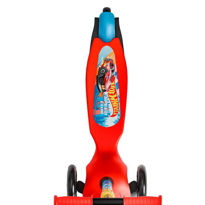 DEQUBE Patinette 3 Roues avec Lumières LED - Sous Licence Hot Wheels - Hauteur Réglable - Pour Enfants de 2 à 6 Ans