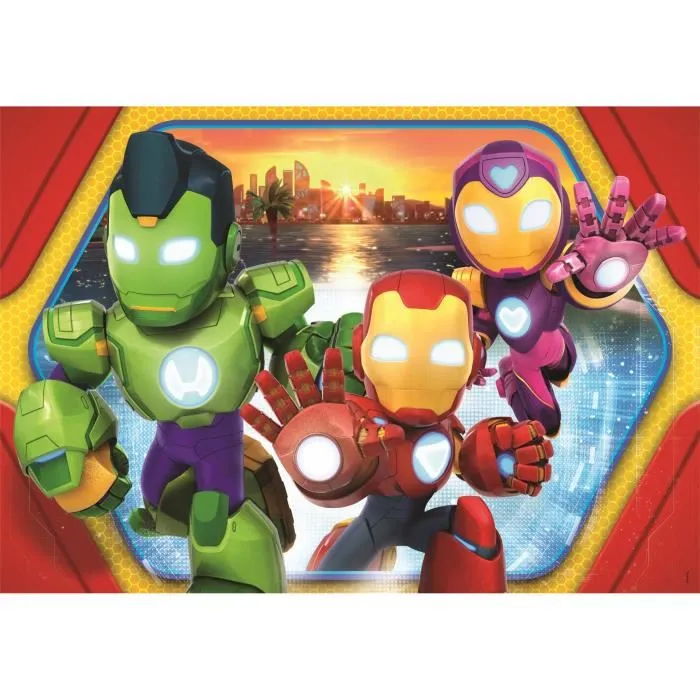 Clementoni Puzzle Maxi 24 Pièces - Iron Man et ses Amis Formidables - Développe Observation & Logique, 62 x 42 cm