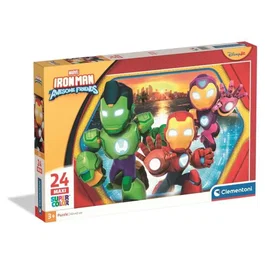 Clementoni Puzzle Maxi 24 Pièces - Iron Man et ses Amis Formidables - Développe Observation & Logique, 62 x 42 cm