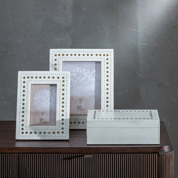 BigBuy Home Cadre photo Crème Doré Résine Cuivre 10 x 15 cm