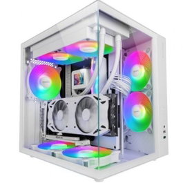 Mars Gaming MCVONEW Boîtier PC ATX Cube Blanc Double Vitre Trempée USB 3.0