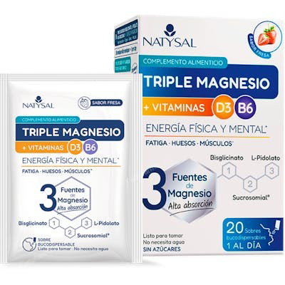 NATYSAL Triple Magnésio avec Vitamines D3 et B6, 20 sachets