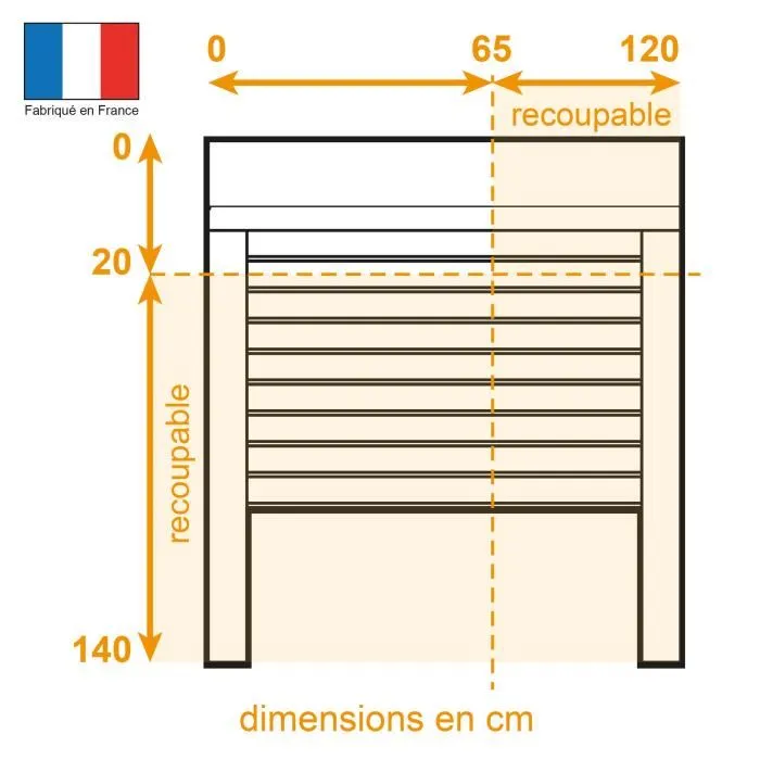France Combi - Volet roulant PVC double parois, coffre aluminium, motorisation électrique filaire, Blanc, H 140 cm x L 120 cm, recoupable largeur et hauteur