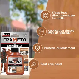Rubson Frameto Anti-Rouille, Traitement Protecteur pour Métaux Ferreux, Formule Gris Aluminium, Prêt à Peindre, Bidon 90 ml