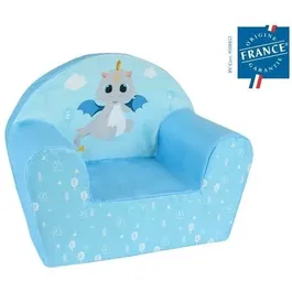 Fun House Fauteuil Club Enfant Leon Le Dragon, Bleu, Mousse Légère et Déhoussable, 42 x 52 x 33 cm, À Partir de 3 Ans
