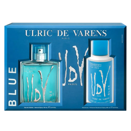 Ulric De Varens Coffret Cadeau Homme - Eau de Toilette Blue 100 ml + Déodorant Spray 200 ml - Parfumerie