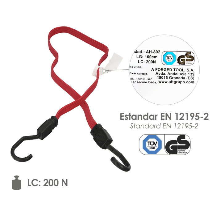 WOLFPACK LINEA PROFESIONAL Lot de 2 Pulpos en Caoutchouc Plat Renforcés 1,0 m