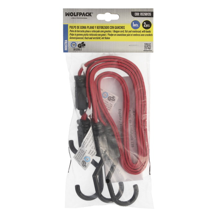 WOLFPACK LINEA PROFESIONAL Lot de 2 Pulpos en Caoutchouc Plat Renforcés 1,0 m