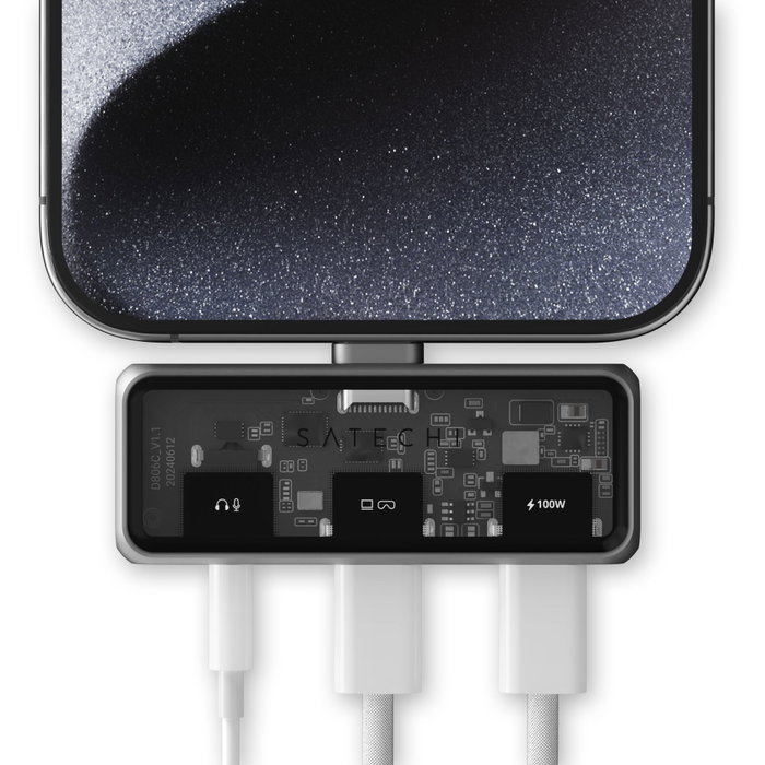 Satechi USB-C PD Mobile XR Hub & 3.5mm Audio - Gris Space Grey Satechi USB-C PD Mobile XR Hub & 3.5mm Audio - Gris Space Grey