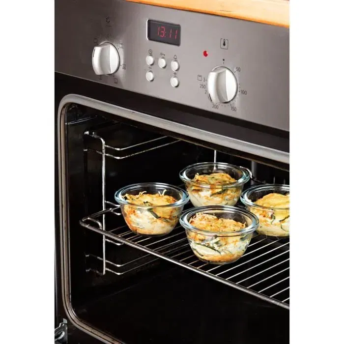 Pyrex Cook & Go - Lot de 5 mini bols en verre avec couvercle étanche 0,2 L - Résiste du congélateur au four (-40°C à +350°C) - Sans BPA