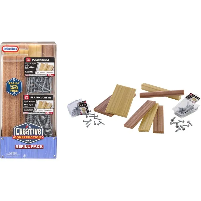 Little Tikes Kit de Construction Créatif - Clous et Pièces en Bois pour Enfants - Dès 3 Ans