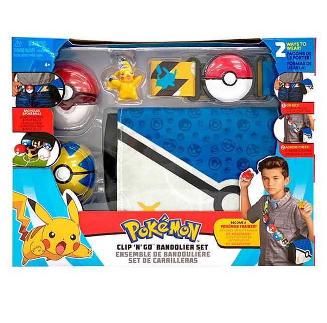 Jazwares Bandoulière Pokémon Arène de Combat - Transport jusqu'à 6 Pokeballs